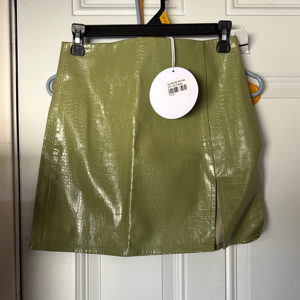 Princess Polly Olive Faux Leather Pencil Skirt